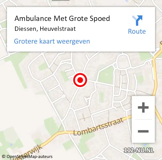 Locatie op kaart van de 112 melding: Ambulance Met Grote Spoed Naar Diessen, Heuvelstraat op 9 mei 2019 09:07