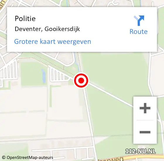 Locatie op kaart van de 112 melding: Politie Deventer, Gooikersdijk op 9 mei 2019 09:28