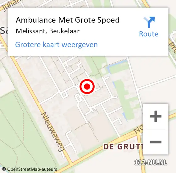 Locatie op kaart van de 112 melding: Ambulance Met Grote Spoed Naar Melissant, Beukelaar op 9 mei 2019 09:40