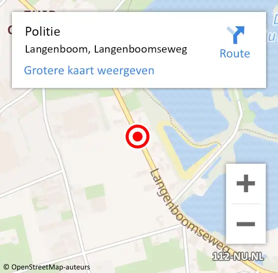 Locatie op kaart van de 112 melding: Politie Langenboom, Langenboomseweg op 9 mei 2019 09:51