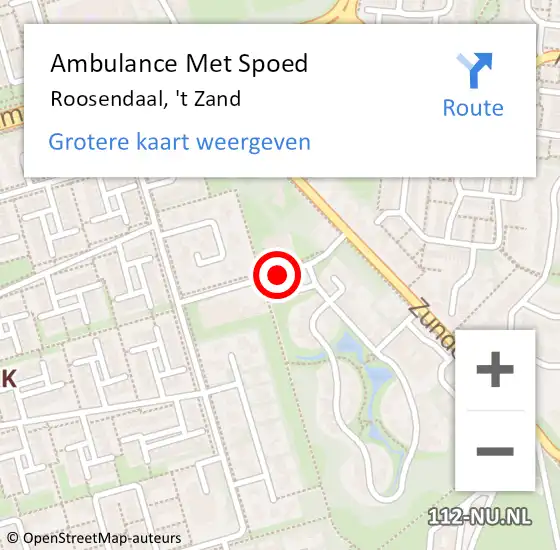 Locatie op kaart van de 112 melding: Ambulance Met Spoed Naar Roosendaal, 't Zand op 9 mei 2019 10:18