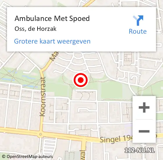 Locatie op kaart van de 112 melding: Ambulance Met Spoed Naar Oss, de Horzak op 9 mei 2019 10:24