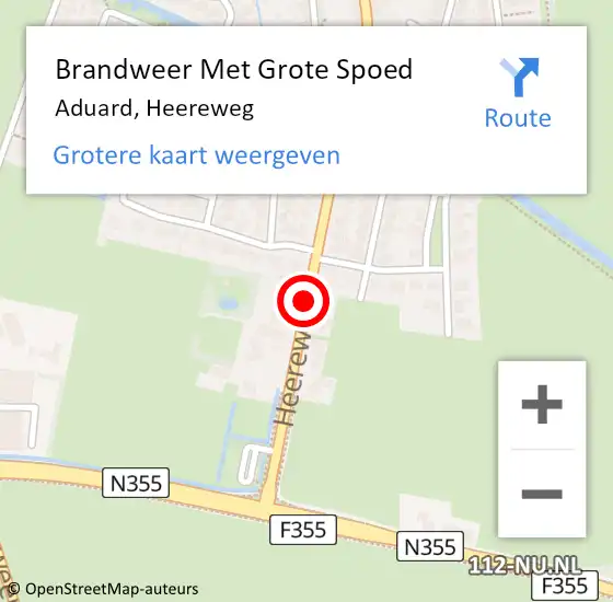 Locatie op kaart van de 112 melding: Brandweer Met Grote Spoed Naar Aduard, Heereweg op 9 mei 2019 10:41