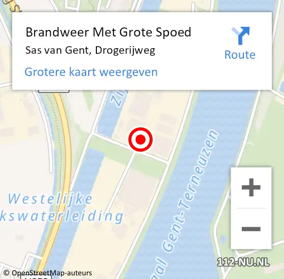 Locatie op kaart van de 112 melding: Brandweer Met Grote Spoed Naar Sas van Gent, Drogerijweg op 9 mei 2019 10:53