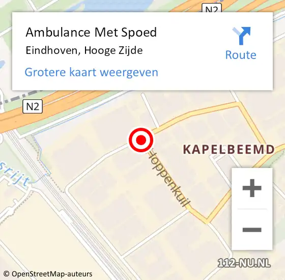 Locatie op kaart van de 112 melding: Ambulance Met Spoed Naar Eindhoven, Hooge Zijde op 9 mei 2019 11:06