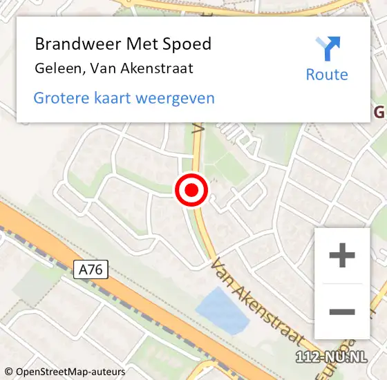 Locatie op kaart van de 112 melding: Brandweer Met Spoed Naar Geleen, Van Akenstraat op 9 mei 2019 11:59