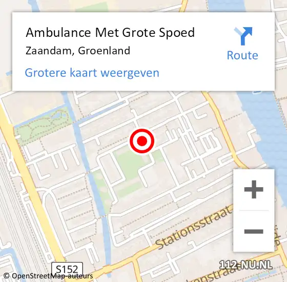 Locatie op kaart van de 112 melding: Ambulance Met Grote Spoed Naar Zaandam, Groenland op 9 mei 2019 12:00