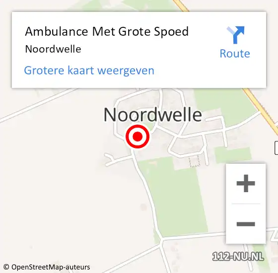Locatie op kaart van de 112 melding: Ambulance Met Grote Spoed Naar Noordwelle op 9 mei 2019 12:25