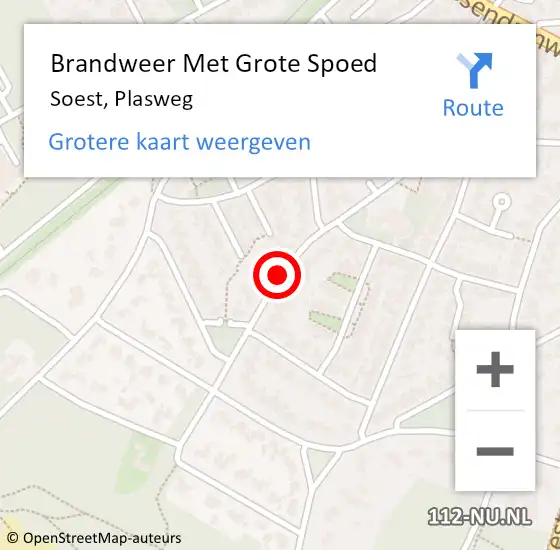 Locatie op kaart van de 112 melding: Brandweer Met Grote Spoed Naar Soest, Plasweg op 9 mei 2019 12:32