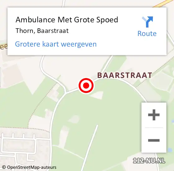 Locatie op kaart van de 112 melding: Ambulance Met Grote Spoed Naar Thorn, Baarstraat op 9 mei 2019 13:39