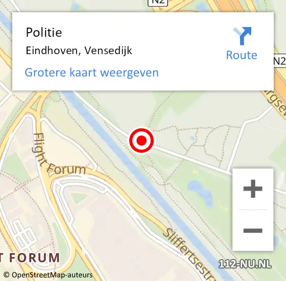 Locatie op kaart van de 112 melding: Politie Eindhoven, Vensedijk op 9 mei 2019 13:43
