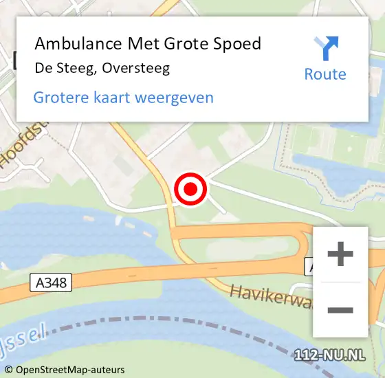 Locatie op kaart van de 112 melding: Ambulance Met Grote Spoed Naar De Steeg, Oversteeg op 9 mei 2019 13:45