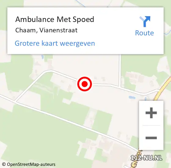 Locatie op kaart van de 112 melding: Ambulance Met Spoed Naar Chaam, Vianenstraat op 9 mei 2019 14:09