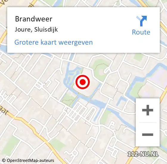 Locatie op kaart van de 112 melding: Brandweer Joure, Sluisdijk op 31 maart 2014 19:33