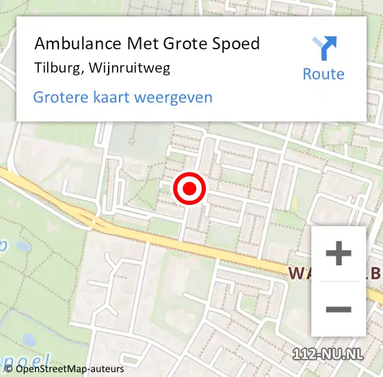 Locatie op kaart van de 112 melding: Ambulance Met Grote Spoed Naar Tilburg, Wijnruitweg op 9 mei 2019 14:57