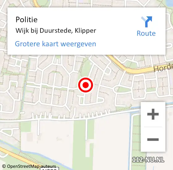 Locatie op kaart van de 112 melding: Politie Wijk bij Duurstede, Klipper op 9 mei 2019 15:03