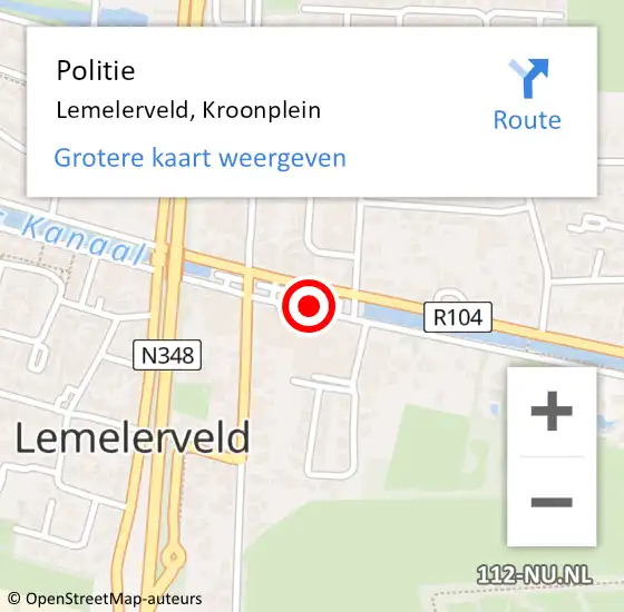 Locatie op kaart van de 112 melding: Politie Lemelerveld, Kroonplein op 9 mei 2019 16:07