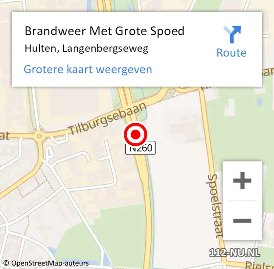 Locatie op kaart van de 112 melding: Brandweer Met Grote Spoed Naar Hulten, Langenbergseweg op 9 mei 2019 16:58