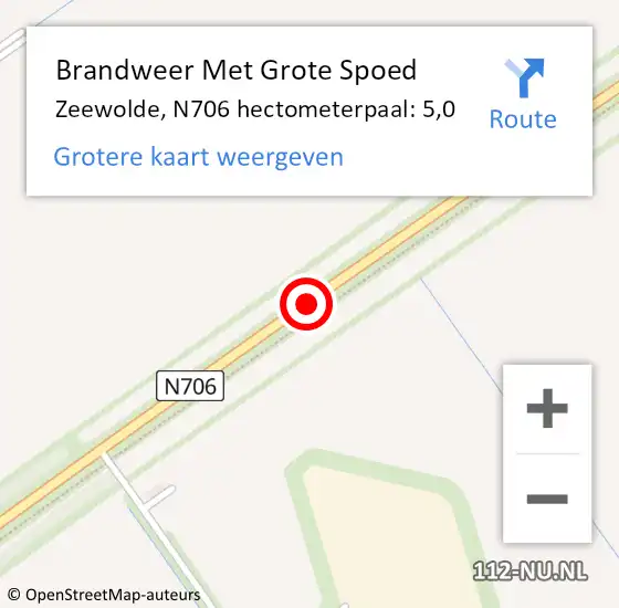 Locatie op kaart van de 112 melding: Brandweer Met Grote Spoed Naar Zeewolde, N706 hectometerpaal: 5,0 op 31 maart 2014 19:51