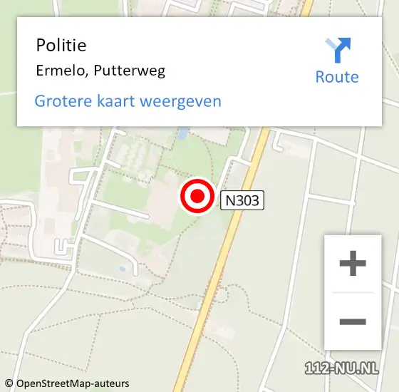 Locatie op kaart van de 112 melding: Politie Ermelo, Putterweg op 9 mei 2019 17:10