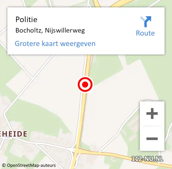 Locatie op kaart van de 112 melding: Politie Bocholtz, Nijswillerweg op 9 mei 2019 17:21