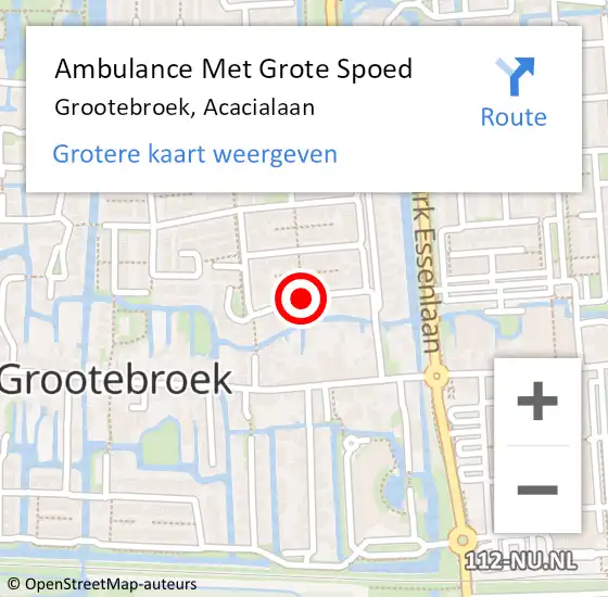 Locatie op kaart van de 112 melding: Ambulance Met Grote Spoed Naar Grootebroek, Acacialaan op 9 mei 2019 19:17