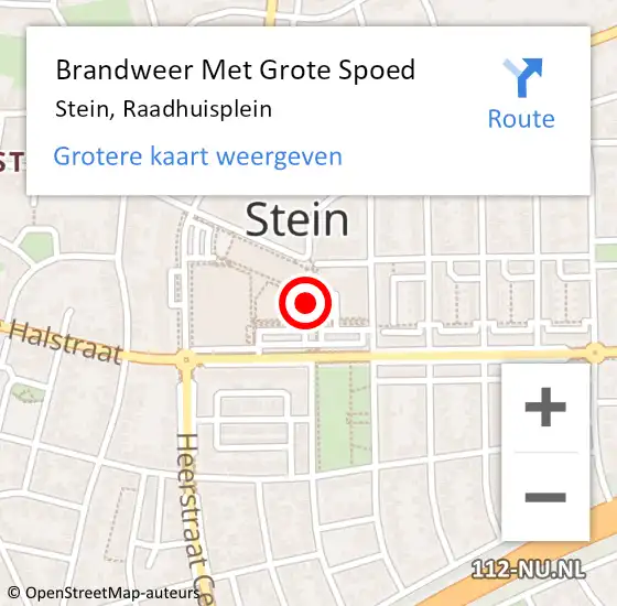 Locatie op kaart van de 112 melding: Brandweer Met Grote Spoed Naar Stein, Raadhuisplein op 9 mei 2019 19:21