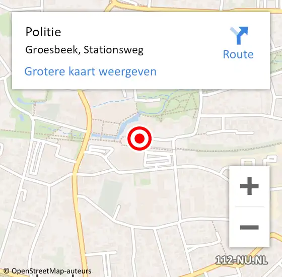 Locatie op kaart van de 112 melding: Politie Groesbeek, Stationsweg op 9 mei 2019 19:39