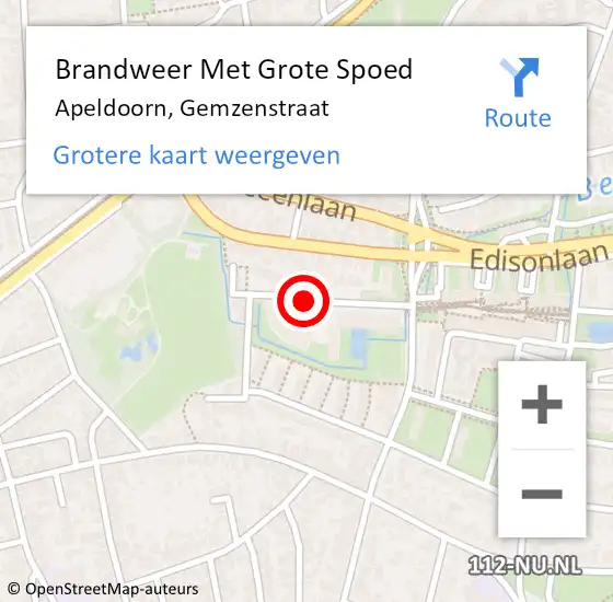 Locatie op kaart van de 112 melding: Brandweer Met Grote Spoed Naar Apeldoorn, Gemzenstraat op 9 mei 2019 19:43