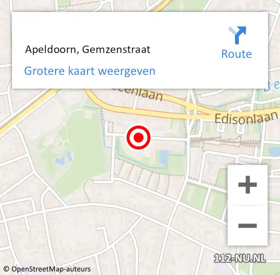 Locatie op kaart van de 112 melding:  Apeldoorn, Gemzenstraat op 9 mei 2019 19:43