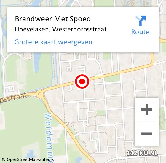 Locatie op kaart van de 112 melding: Brandweer Met Spoed Naar Hoevelaken, Westerdorpsstraat op 9 mei 2019 19:59