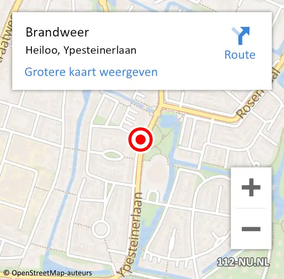 Locatie op kaart van de 112 melding: Brandweer Heiloo, Ypesteinerlaan op 9 mei 2019 20:05