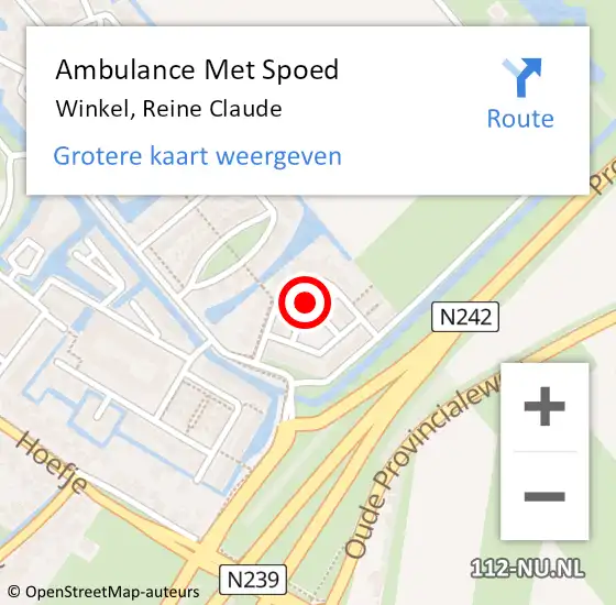 Locatie op kaart van de 112 melding: Ambulance Met Spoed Naar Winkel, Reine Claude op 9 mei 2019 20:21