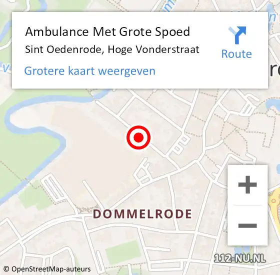 Locatie op kaart van de 112 melding: Ambulance Met Grote Spoed Naar Sint Oedenrode, Hoge Vonderstraat op 9 mei 2019 20:46