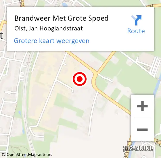 Locatie op kaart van de 112 melding: Brandweer Met Grote Spoed Naar Olst, Jan Hooglandstraat op 31 maart 2014 20:25