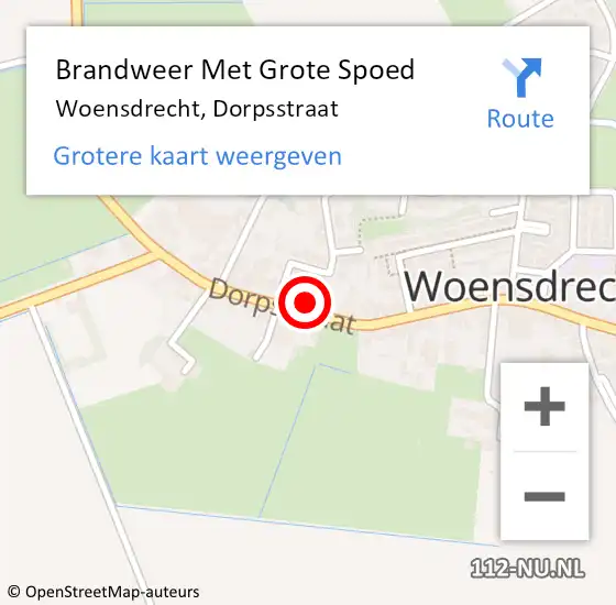 Locatie op kaart van de 112 melding: Brandweer Met Grote Spoed Naar Woensdrecht, Dorpsstraat op 31 maart 2014 20:26