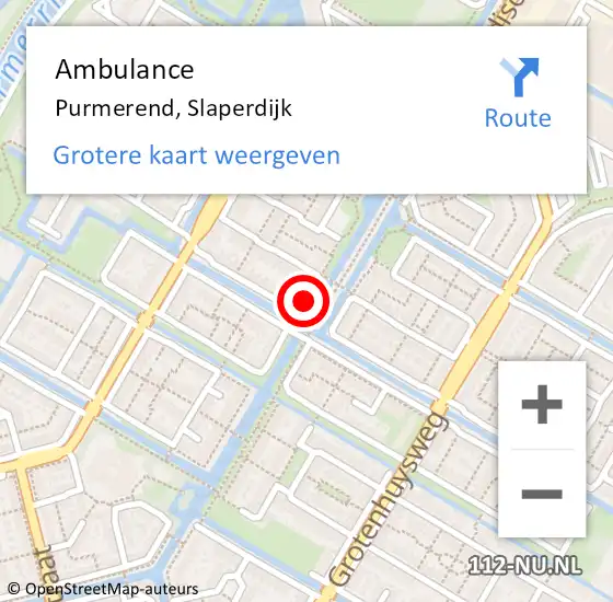 Locatie op kaart van de 112 melding: Ambulance Purmerend, Slaperdijk op 9 mei 2019 22:58