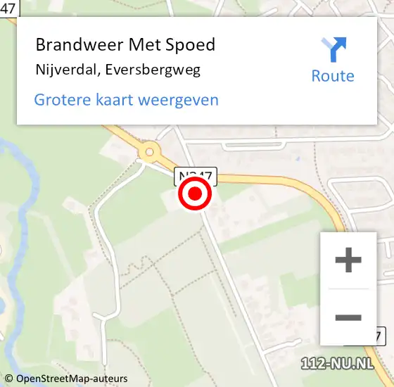 Locatie op kaart van de 112 melding: Brandweer Met Spoed Naar Nijverdal, Eversbergweg op 9 mei 2019 23:09