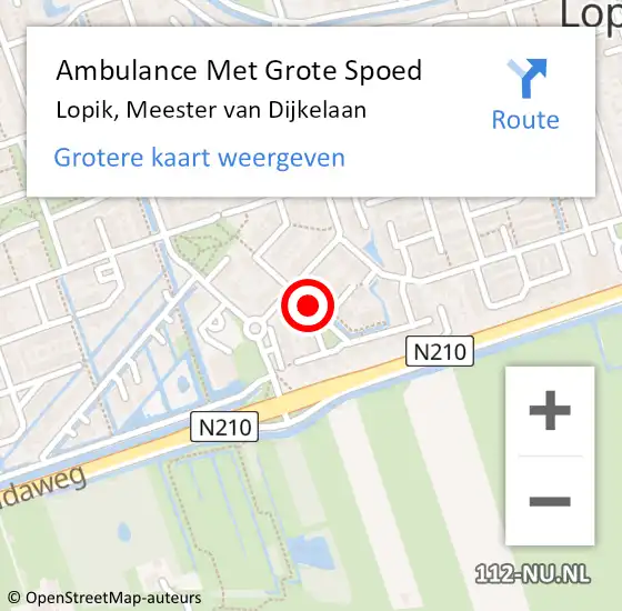 Locatie op kaart van de 112 melding: Ambulance Met Grote Spoed Naar Lopik, Meester Van Dijkelaan op 9 mei 2019 23:35