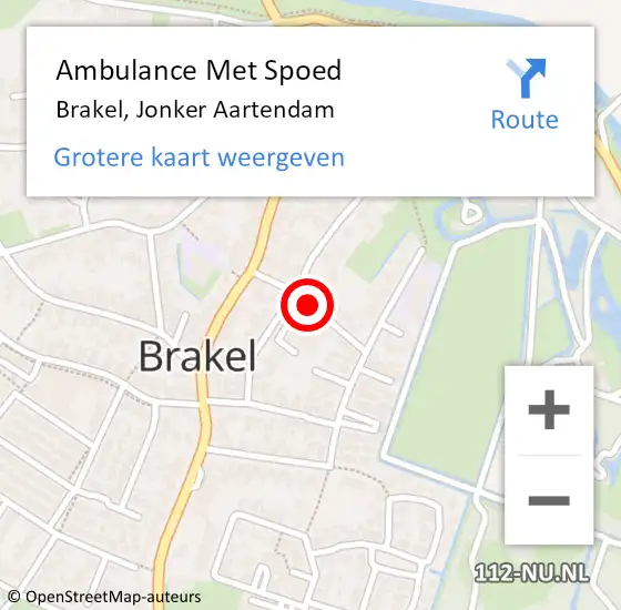 Locatie op kaart van de 112 melding: Ambulance Met Spoed Naar Brakel, Jonker Aartendam op 9 mei 2019 23:55