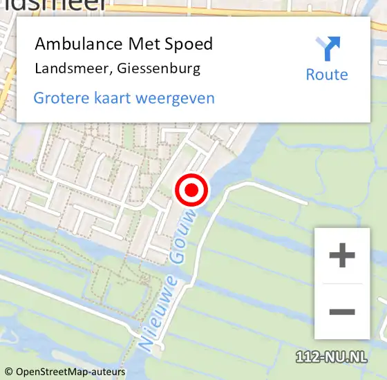 Locatie op kaart van de 112 melding: Ambulance Met Spoed Naar Landsmeer, Giessenburg op 10 mei 2019 00:03