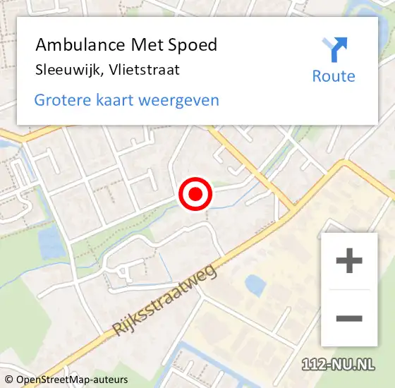 Locatie op kaart van de 112 melding: Ambulance Met Spoed Naar Sleeuwijk, Vlietstraat op 10 mei 2019 00:35