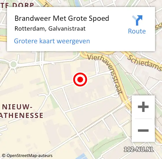 Locatie op kaart van de 112 melding: Brandweer Met Grote Spoed Naar Rotterdam, Galvanistraat op 10 mei 2019 01:59