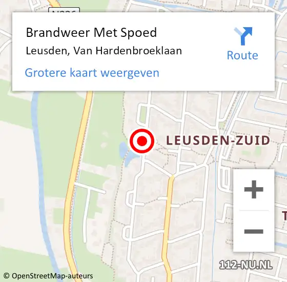 Locatie op kaart van de 112 melding: Brandweer Met Spoed Naar Leusden, Van Hardenbroeklaan op 10 mei 2019 02:40