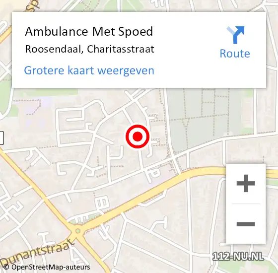 Locatie op kaart van de 112 melding: Ambulance Met Spoed Naar Roosendaal, Charitasstraat op 10 mei 2019 02:47