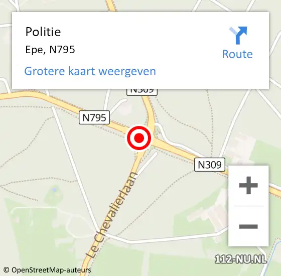 Locatie op kaart van de 112 melding: Politie Epe, N795 op 10 mei 2019 05:38