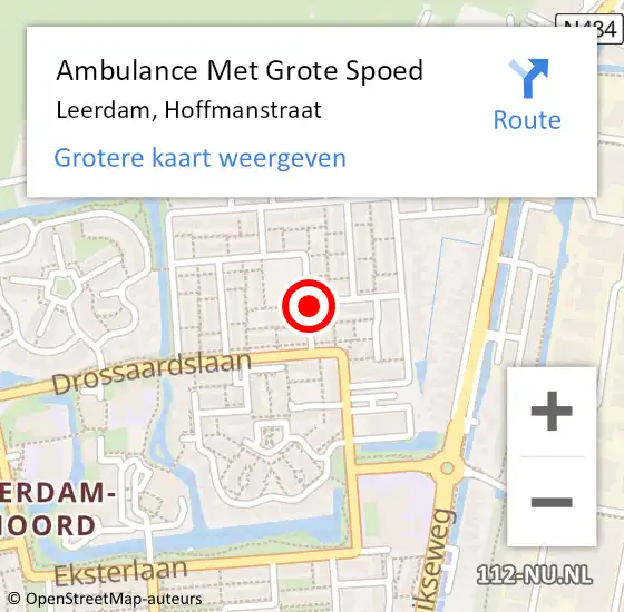 Locatie op kaart van de 112 melding: Ambulance Met Grote Spoed Naar Leerdam, Hoffmanstraat op 10 mei 2019 06:03
