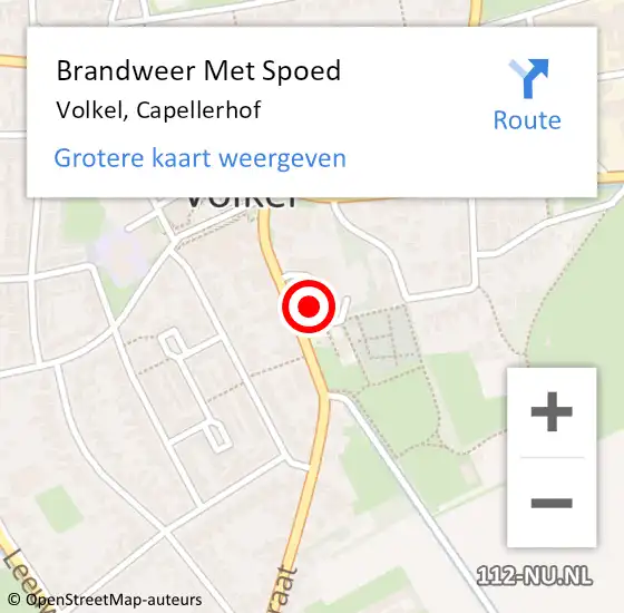 Locatie op kaart van de 112 melding: Brandweer Met Spoed Naar Volkel, Capellerhof op 10 mei 2019 07:44