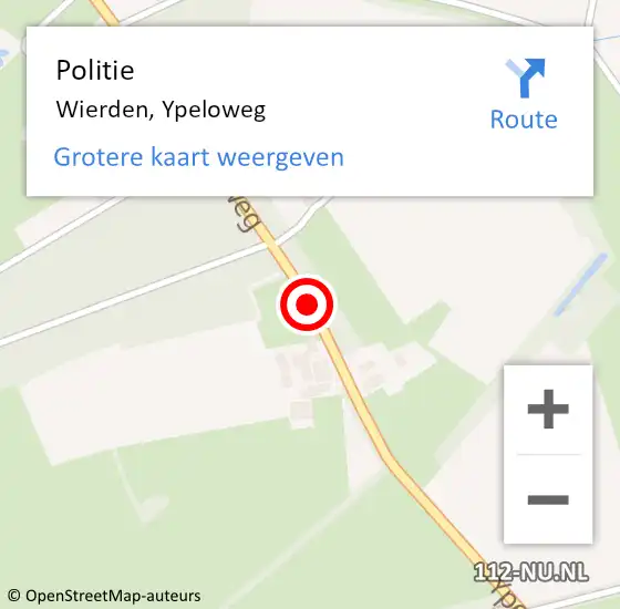 Locatie op kaart van de 112 melding: Politie Wierden, Ypeloweg op 10 mei 2019 07:47