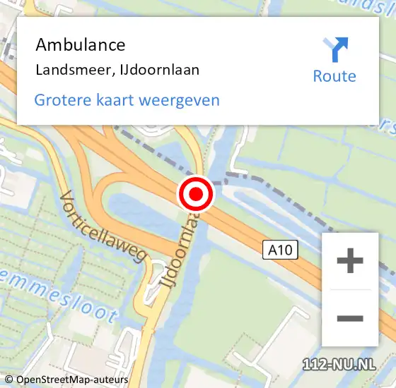 Locatie op kaart van de 112 melding: Ambulance Landsmeer, IJdoornlaan op 10 mei 2019 07:54